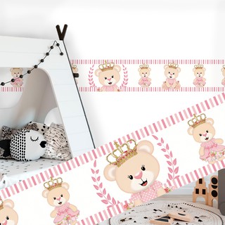 Faixa adesiva ursinha princesa decoração quarto de menina