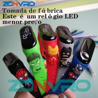 Super-heróis LED Eletrônico Relógio Infantil Moda Fofos Rel Gio De Pulso Infantil Antierme Vel Relógio De Crianças
