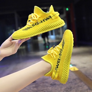 Mulheres Sapatos Da Moda Casuais De Caminhada Respirável Malha Baixos Tênis Amarelo Verão Voando Preto Calçados Vulcanizados