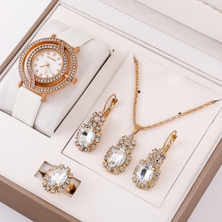 (inclui joias) Relógio feminino relógio analógico de quartzo conjunto de relógio feminino de luxo