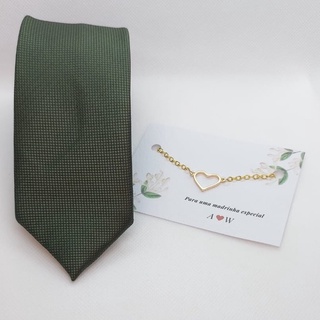 kit Gravata para padrinho com pulseira para madrinha verde oliva para casamento