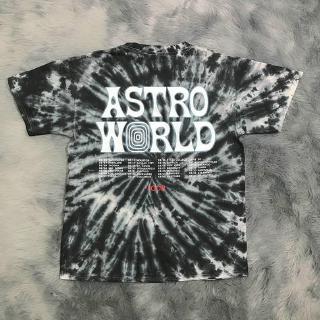 Travis Scott Astroworld Astronaut Black Tie Die Graffiti Tie Dye Short Sleeve