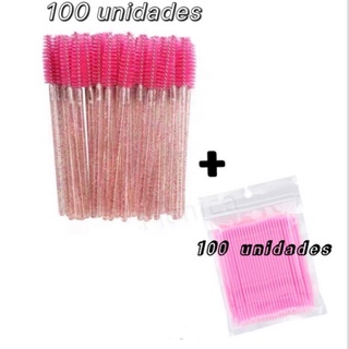 100 Escovinhas glitter + 100 Microbrush Cotonete pronto entrega