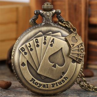 Relógio De Bolso De Quartzo Com Pingente De Bronze E Antigo / Cartão De Poker