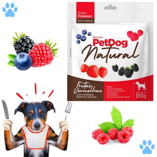 Petisco para Cachorro Biscoito Natural para Cães Super Premium PetDog Frutas Vermelhas - 150 g