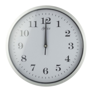 Relógio de Parede Redondo Prata luxo maquina contínua silenciosa 25cm x 25cm