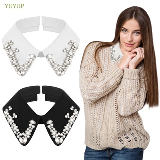 YUYUP Stylish White Black Detachable for Women Multifunctional Rhinestones Half Shirt Fake Collar/Multicolor