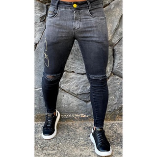calça jeans skinny masculina com lycra destroyed rasgada muito elastano confortável pronta entrega