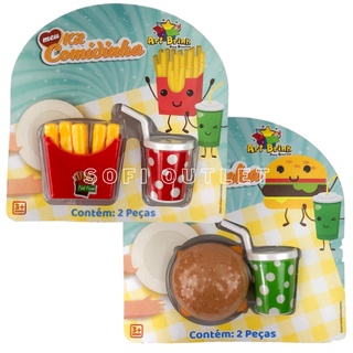 Kit Comidinha Hambúrguer Batata Frita Suco Refrigerante Brinquedo Cozinha Infantil