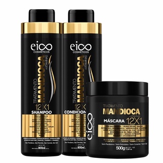 Kit Eico Tratamento Mandioca Shampoo e Condicionador 800ml + Máscara 500g