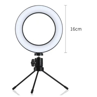 Ring Light Iluminador Selfie Makeup Tripé Luz 16cm