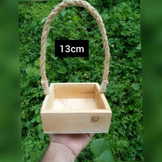 Kit 10 cestas de madeira quadradas 13cm