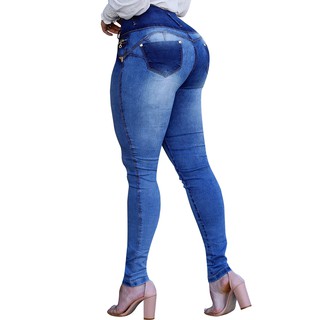 Promoção Calça Jeans Feminina Cintura Alta Botões Hot Pants (3)