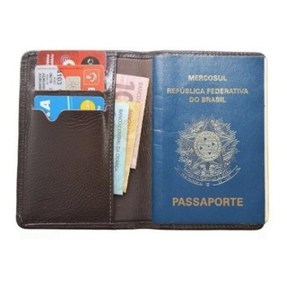 Porta Passaporte Masculino Couro Legítimo Com Porta Cartões Cor Marrom (1)