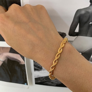 Vnox Stainless Steel Gold Twist Rope Chain Bracelet Men Women Hand Link Trendy Boy Hip Hop Party Gift Jewelry Wholesale