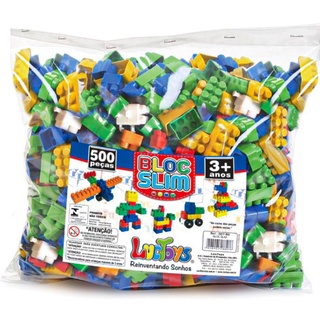 Blocos de Montar 500 Peças Brinquedo Didático Infantil Estilo Lego Blocos Educativos de Encaixar