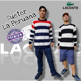 Suéter Masculino Lacoste Listrado Tricot Lançamento Big Croc Gola redonda 100% algodão Premiun Peruana