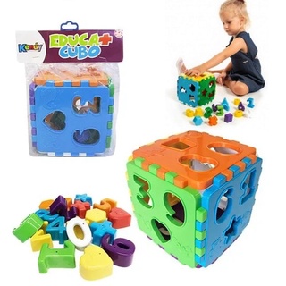 Brinquedo Cubo Didático de Encaixar 14x14 cm c/ 19 Peças Colorido