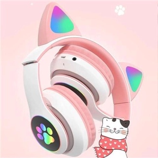 Fone Orelha De Gato Gatinho Cat Kawaii Bluetooth Ear Com Led Rgb Headphone (6)