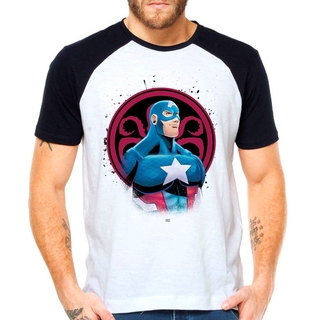 Camiseta Marvel Capitão América Hydra Raglan Manga Curta
