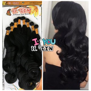 8 telas cabelo fibra organico 60cm 260gramas H. Lin cor 1# preto ondulado parece cabelo natural promocao (1)