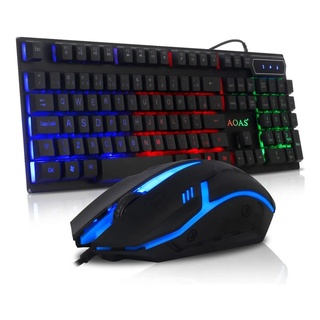 kit teclado e mouse gamer LED RGB Iluminado Semi Mecanico M300