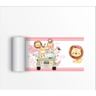 Papel De Parede Faixas Infantins Decorativas para o quarto do seu bebê sala ou cozinha tema rosa safari infantil 4k Star = 20