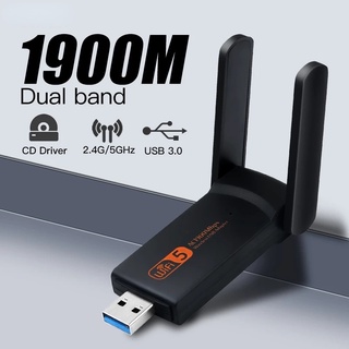 1900Mbps Dual Band 2.4Ghz/5Ghz Wireless USB Network WiFi Card with High Gain Antennas Ethernet Adapter Dongle