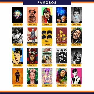 Quadro Placa decorativa - Famosos - Decoração de Parede e Presente - Bob Marley - Chaves - Frida - Chaplin (1)