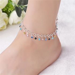 Vintage Fashion Crystal Anklets for Women Link Chin Bohemian Gold Silver Color Shoe Boot Chain Bracelet Foot Jewelry