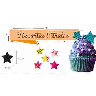 Estrela de Papel Arroz 100% comestível 10 unidades - Várias Cores Bolinha- Para Cupcakes, Bolo, Torta