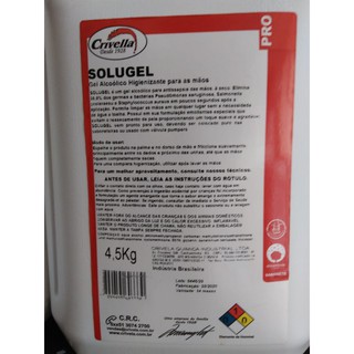 Alcool Gel - Solugel Higienizador Gel Antisséptico p/ Mãos 5l - Crivella