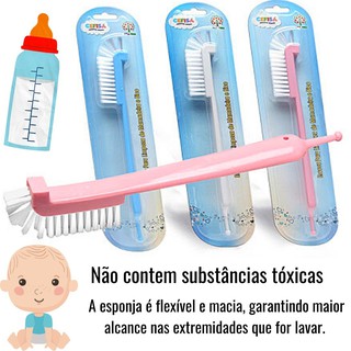 👶Escova De Lavar Mamadeira com limpador de bico Fácil Higienização Bebe Infantil cuidados com o bebê👶