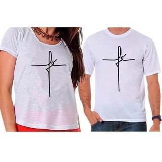 Kit Camiseta + Baby Look Casal Namorados Fé Oração Amor Promoção (1)