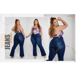 Calça Jeans Flare Plus Size Feminina Com Lycra (Elastano) Skinny Cintura Alta Tamanho Grande Empina Bumbum Moda Premium Max