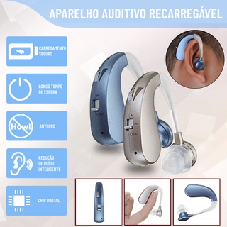 Aparelhos auditivos recarregáveis digitais amplificador inteligente audifone atrás da orelha