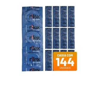 Caixa de preservativo Rilex com 144 unidades, Lubrificado. Sex Shop.