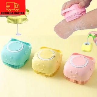 Esponja De Silicone Para Banho Com Dispenser Shampoo Sabonete Escova Crianças Adultos e Pets -Envio Imediato