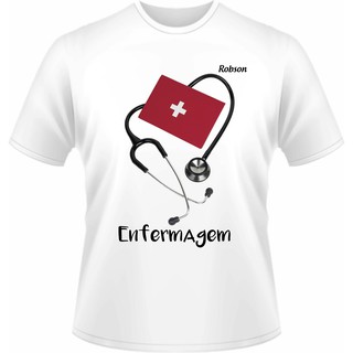 Camiseta Tradicional Enfermagem Nome personalizado F28
