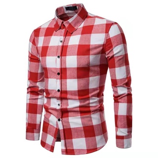 Camisa xadrez nova outono inverno vermelha xadrez camisa masculina camisas manga longa Chemise homme algodão masculino xadrez camisas Ourloving01.br (6)