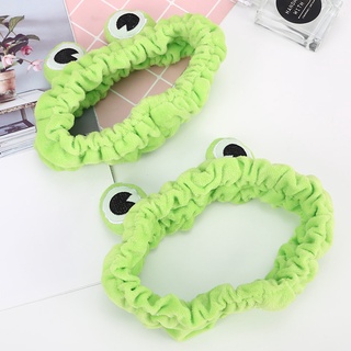 Girls Cute Cartoon Green Frog Funny Makeup Headband Elastic Hairbands Hair Hoop (4)