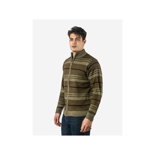 Suéter de Lã Masculino Gola Alta c/ Zíper - Verde