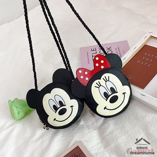 Bolsa De Moeda / Porta-Cartões De Couro Pu Portátil Com Estampa De Desenho Mickey / Minnie