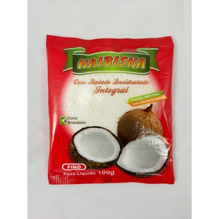 Coco Ralado fino 100g 100% natural, sem extração de leite desidratado e sem adição de açúcar.