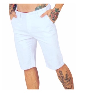 Bermuda Masculina Jeans Branca/Preto