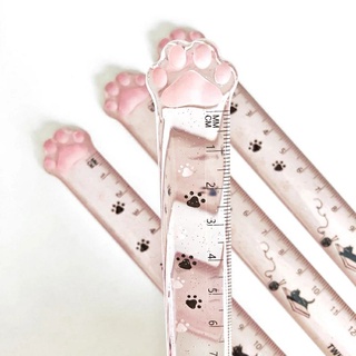 Mini régua 15cm - Patinha de gato - com glitter