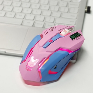Rosa Mouse Gaming De Computador Sem Fio Recarregável Optical Mice 2400 DPI Ergonômico USB Bonito PC Gamer Escritório Mause Para Meninas Roxo