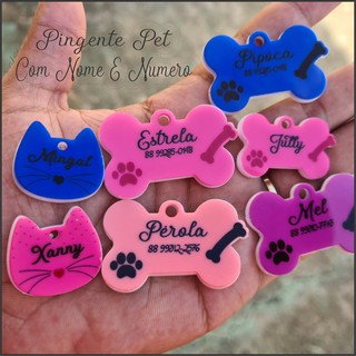 Pingente pet placa Pet Identificação Cachorro Cão Tag gato Aplique Com Nome Com Número Plaquinha Pets Colorido