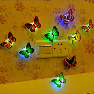 Lâmpada noturna led borboleta / 3D romântica colorida para decoração