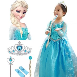 Vestido Elsa Frozen Princesa Para Crianças/Acessórios Conjunto Da Menina Baju Traje